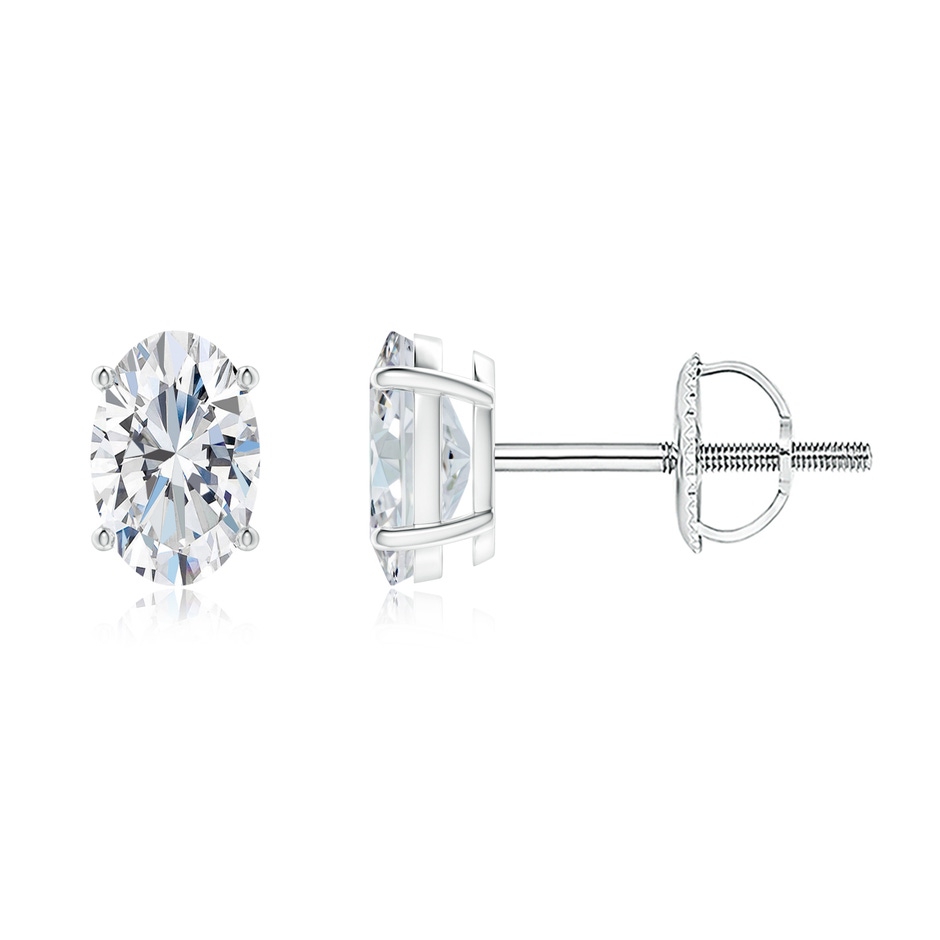 6x4mm FGVS Lab-Grown Oval Diamond Solitaire Stud Earrings in White Gold 