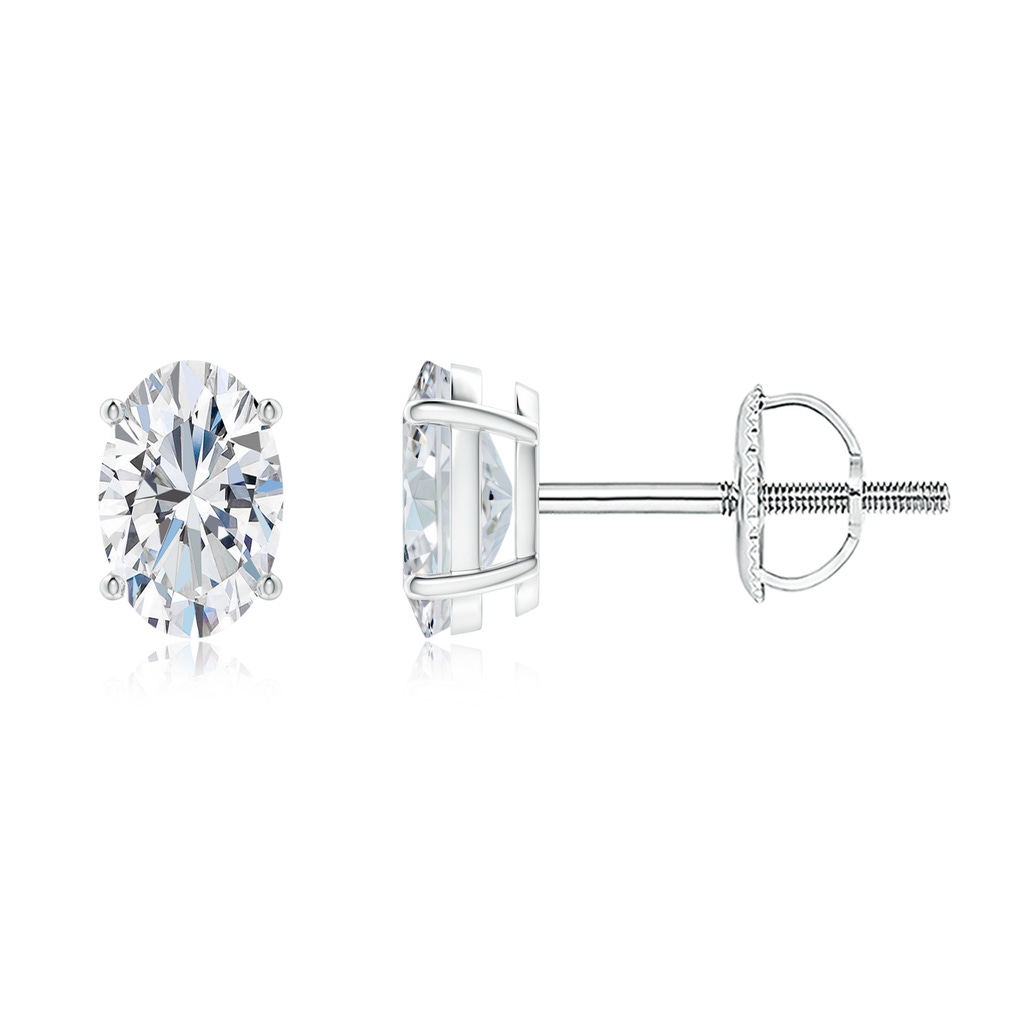 6x4mm FGVS Lab-Grown Oval Diamond Solitaire Stud Earrings in White Gold