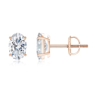 7x5mm FGVS Lab-Grown Oval Diamond Solitaire Stud Earrings in Rose Gold