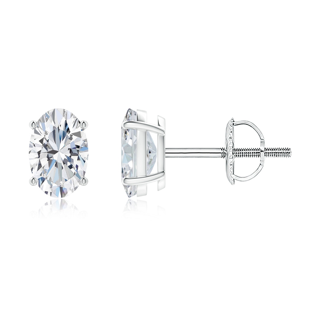 7x5mm FGVS Lab-Grown Oval Diamond Solitaire Stud Earrings in White Gold 