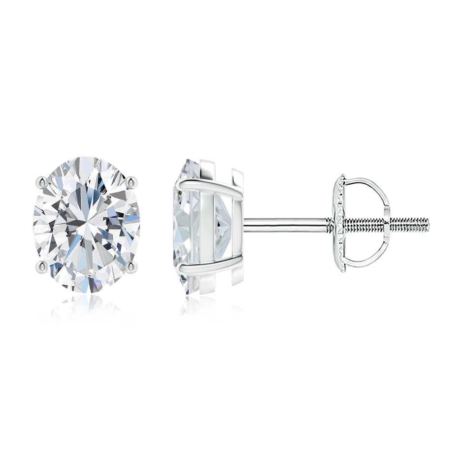 9x7mm FGVS Lab-Grown Oval Diamond Solitaire Stud Earrings in P950 Platinum 