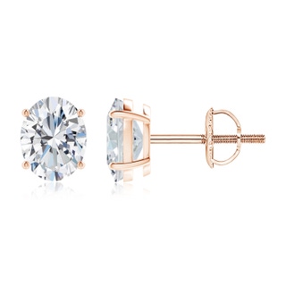 9x7mm FGVS Lab-Grown Oval Diamond Solitaire Stud Earrings in Rose Gold