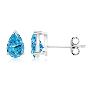 6x4mm Labgrown Pear-Shaped Lab-Grown Fancy Intense Blue Diamond Solitaire Stud Earrings in P950 Platinum