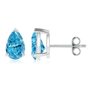 8x5mm Labgrown Pear-Shaped Lab-Grown Fancy Intense Blue Diamond Solitaire Stud Earrings in White Gold