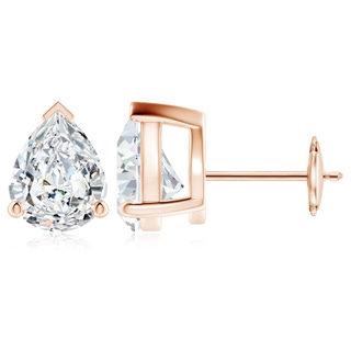 10x8mm FGVS Lab-Grown Pear-Shaped Diamond Solitaire Stud Earrings in 9K Rose Gold