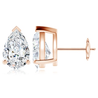 12x8mm FGVS Lab-Grown Pear-Shaped Diamond Solitaire Stud Earrings in Rose Gold