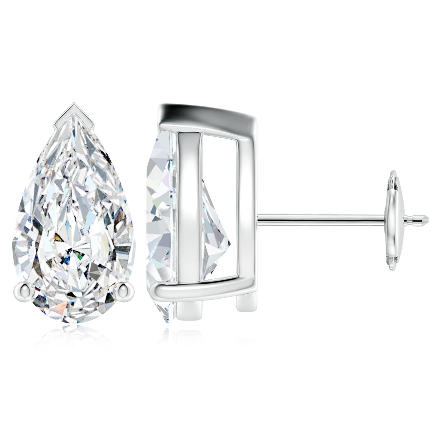 14x8mm FGVS Lab-Grown Pear-Shaped Diamond Solitaire Stud Earrings in 18K White Gold