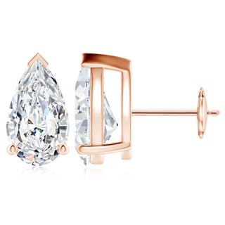 14x8mm FGVS Lab-Grown Pear-Shaped Diamond Solitaire Stud Earrings in 9K Rose Gold