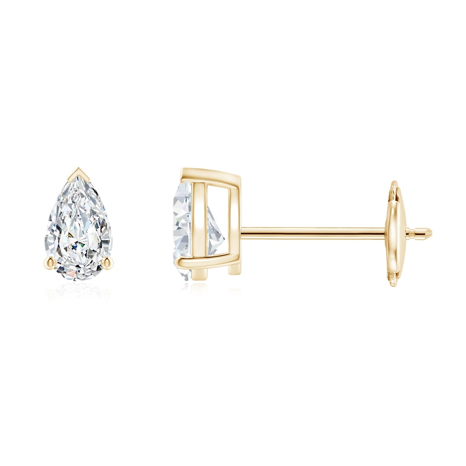 5x3mm FGVS Lab-Grown Pear-Shaped Diamond Solitaire Stud Earrings in 18K Yellow Gold 