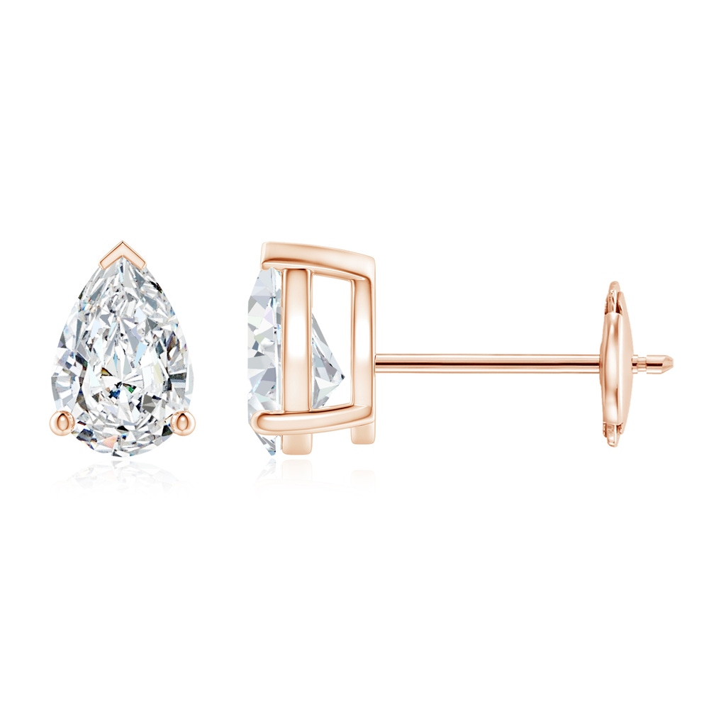 6x4mm FGVS Lab-Grown Pear-Shaped Diamond Solitaire Stud Earrings in Rose Gold