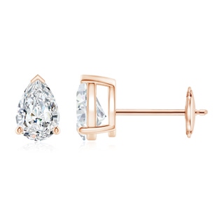 6x4mm FGVS Lab-Grown Pear-Shaped Diamond Solitaire Stud Earrings in Rose Gold