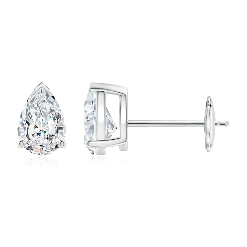 6x4mm FGVS Lab-Grown Pear-Shaped Diamond Solitaire Stud Earrings in White Gold
