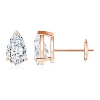 8x5mm FGVS Lab-Grown Pear-Shaped Diamond Solitaire Stud Earrings in Rose Gold