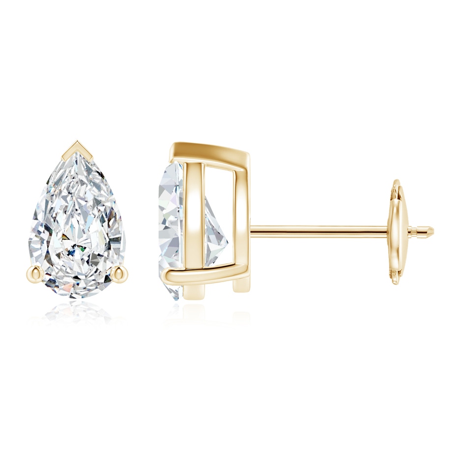 8x5mm FGVS Lab-Grown Pear-Shaped Diamond Solitaire Stud Earrings in Yellow Gold 