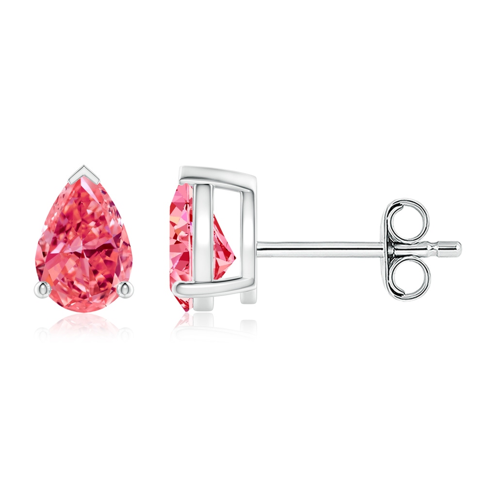 6x4mm Labgrown Pear-Shaped Lab-Grown Fancy Intense Pink Diamond Solitaire Stud Earrings in P950 Platinum