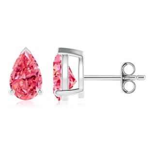 8x5mm Labgrown Pear-Shaped Lab-Grown Fancy Intense Pink Diamond Solitaire Stud Earrings in P950 Platinum