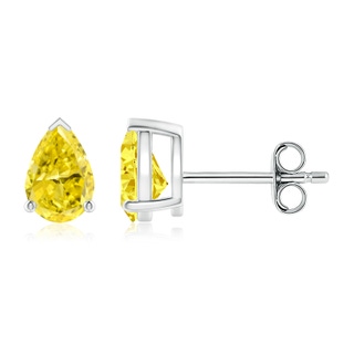 6x4mm Labgrown Pear-Shaped Lab-Grown Fancy Intense Yellow Diamond Solitaire Stud Earrings in P950 Platinum