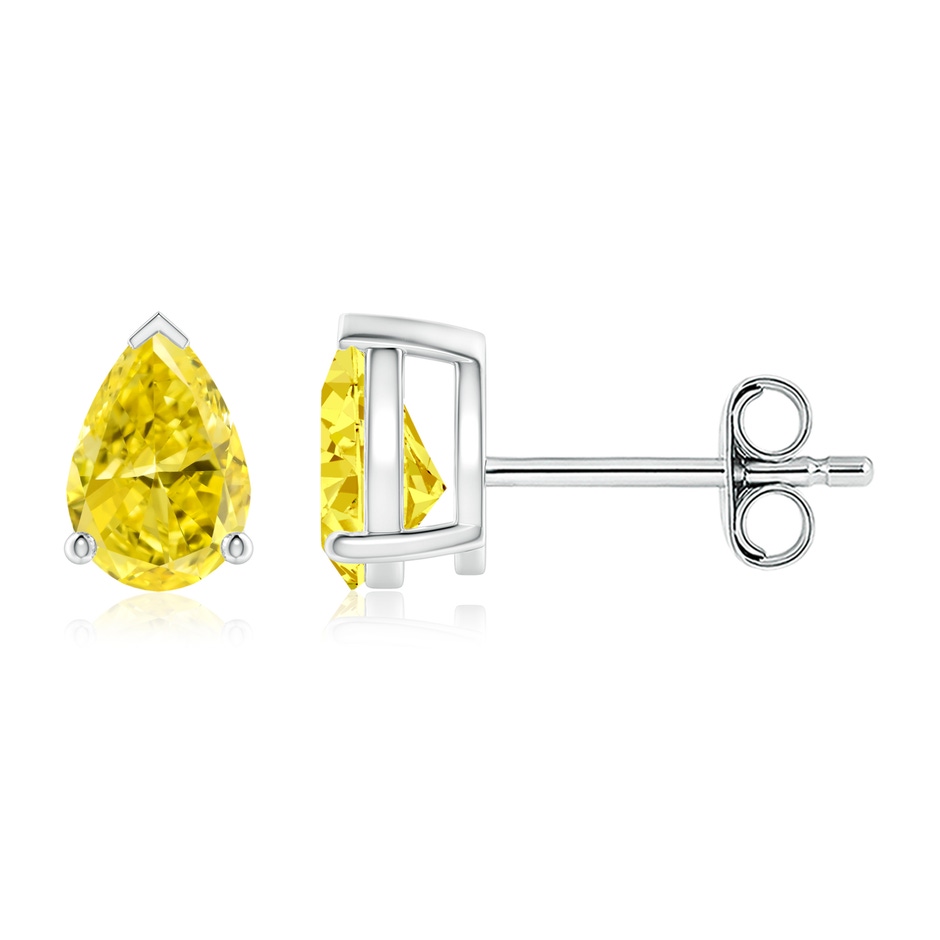 6x4mm Labgrown Pear-Shaped Lab-Grown Fancy Intense Yellow Diamond Solitaire Stud Earrings in P950 Platinum 
