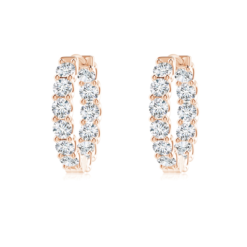 2.15mm FGVS Lab-Grown Prong-Set Diamond Inside Out Hoop Earrings in 9K Rose Gold
