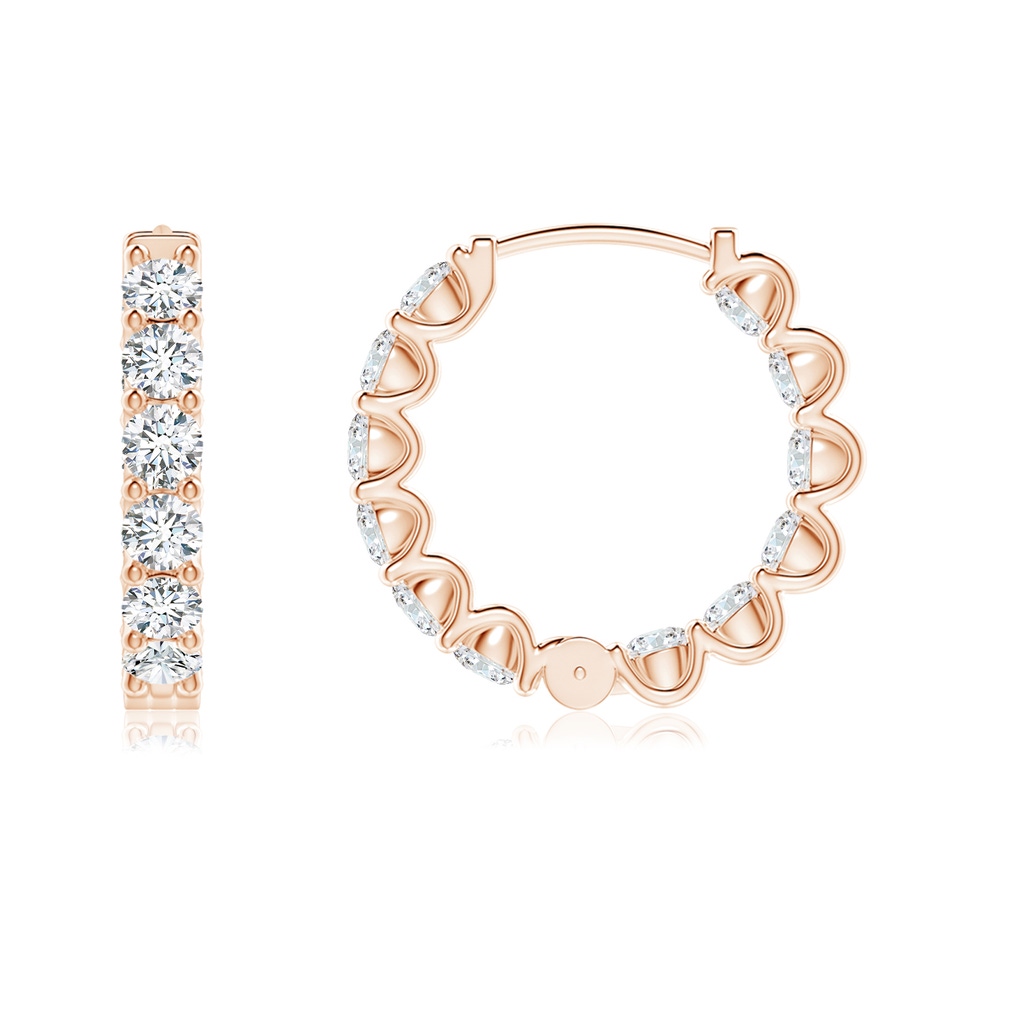 2.15mm FGVS Lab-Grown Prong-Set Diamond Inside Out Hoop Earrings in 9K Rose Gold - side 199