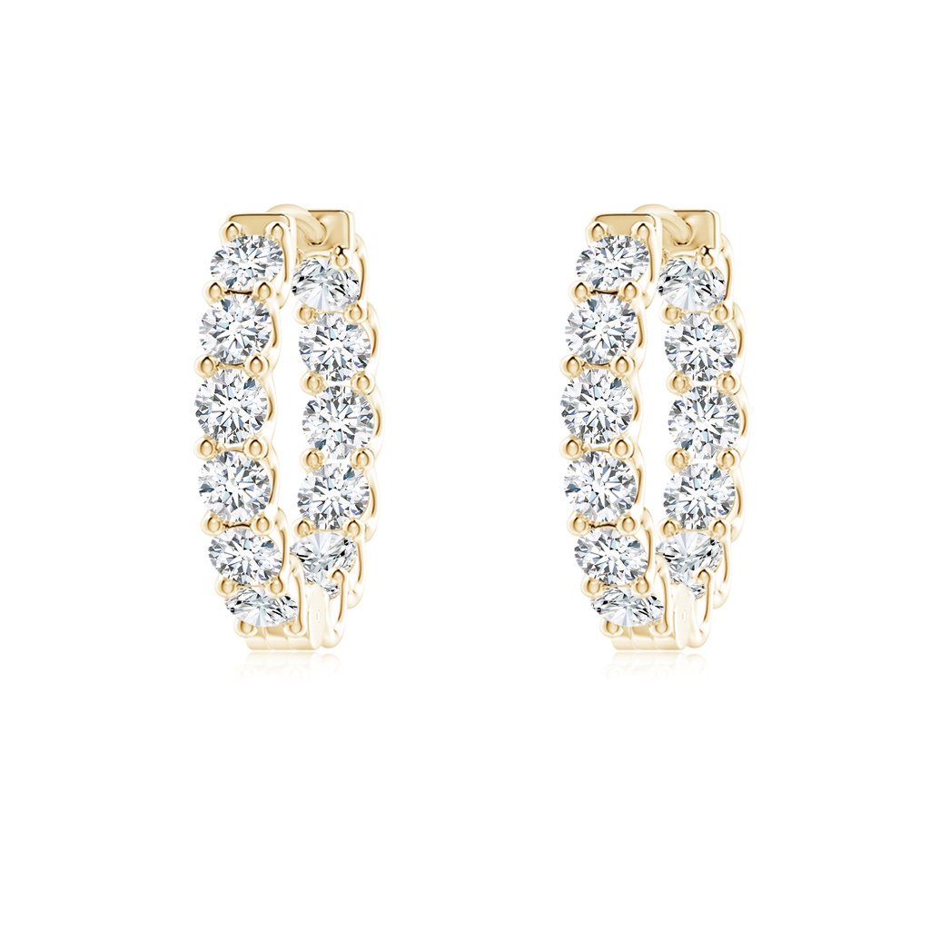 2.15mm FGVS Lab-Grown Prong-Set Diamond Inside Out Hoop Earrings in Yellow Gold