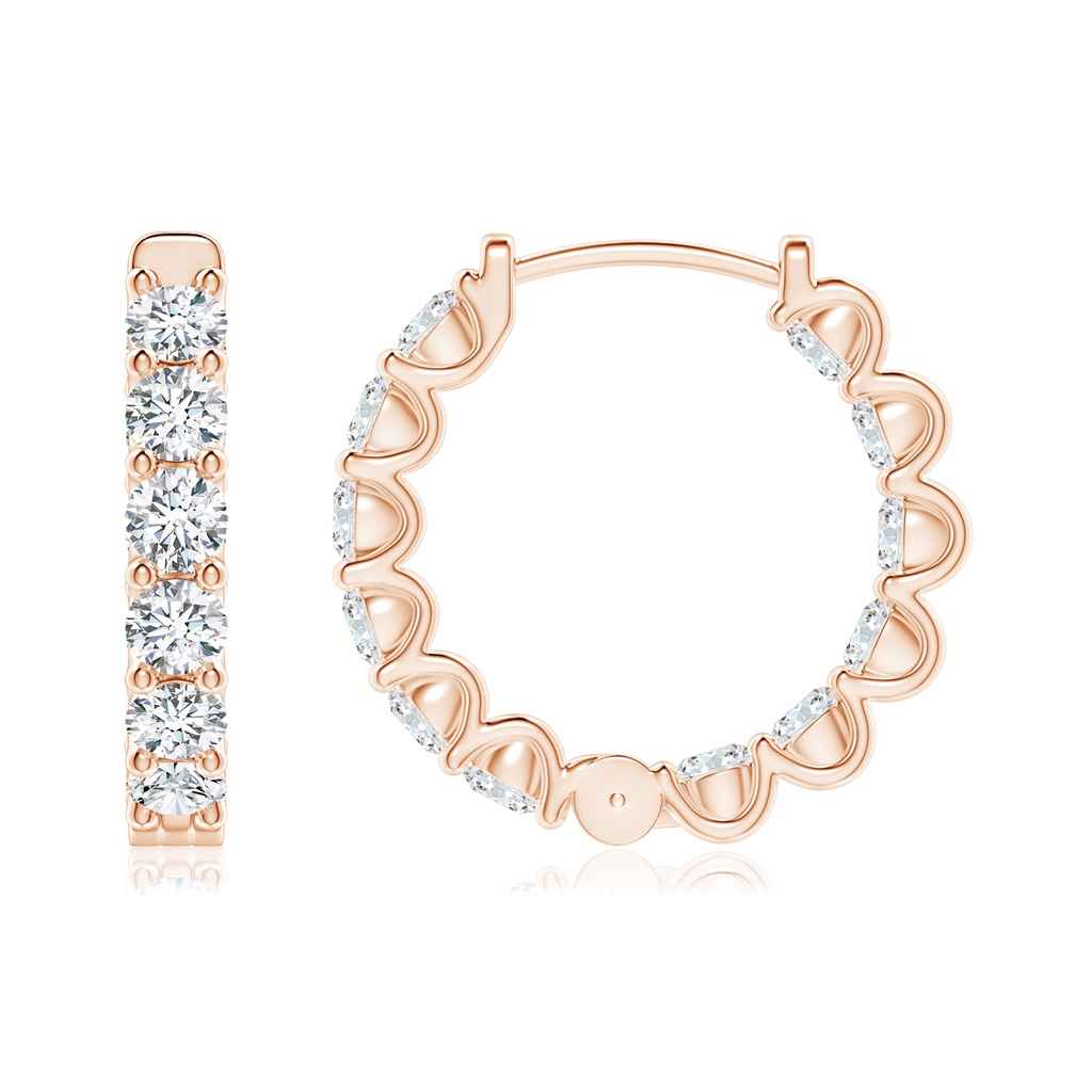 2.5mm FGVS Lab-Grown Prong-Set Diamond Inside Out Hoop Earrings in 10K Rose Gold - side 199