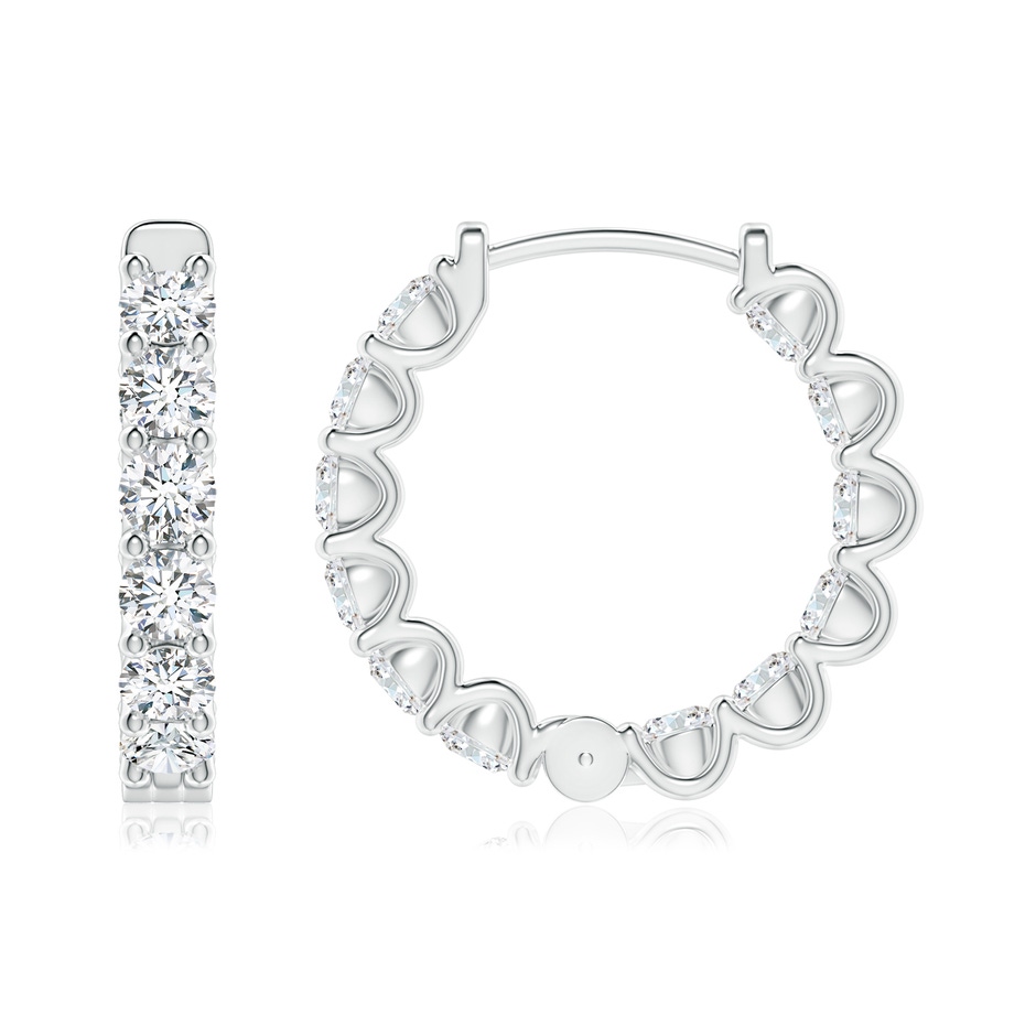 2.5mm FGVS Lab-Grown Prong-Set Diamond Inside Out Hoop Earrings in 10K White Gold side 199