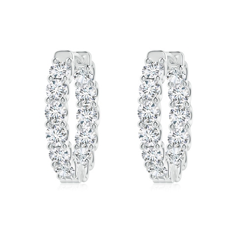 2.5mm FGVS Lab-Grown Prong-Set Round Diamond Inside Out Hinged Clip Hoop Earrings in White Gold