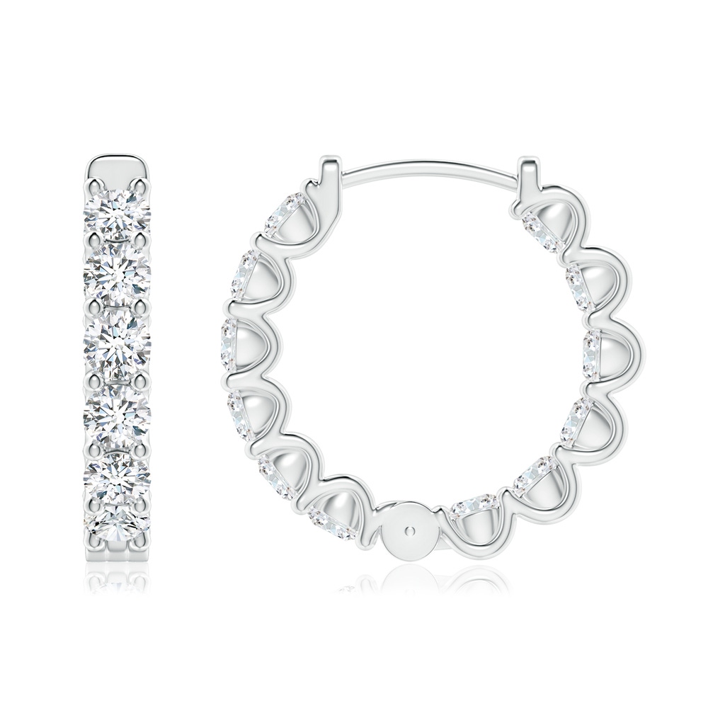 2.5mm FGVS Lab-Grown Prong-Set Diamond Inside Out Hoop Earrings in White Gold - side 199