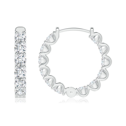 2.5mm FGVS Lab-Grown Prong-Set Round Diamond Inside Out Hinged Clip Hoop Earrings in White Gold