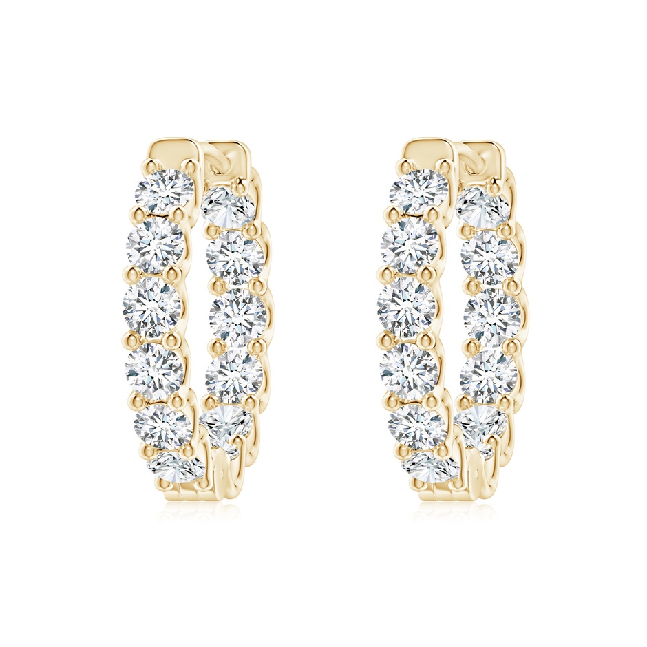 2.5mm FGVS Lab-Grown Prong-Set Diamond Inside Out Hoop Earrings in Yellow Gold 