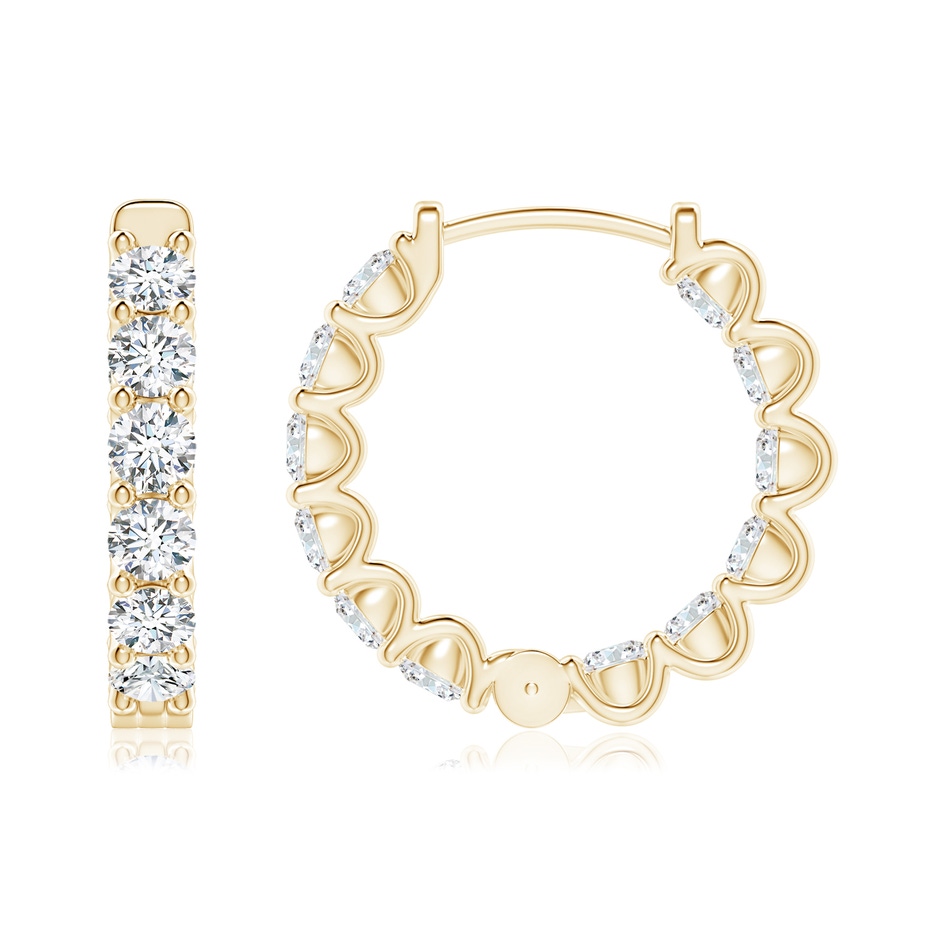 2.5mm FGVS Lab-Grown Prong-Set Diamond Inside Out Hoop Earrings in Yellow Gold side 199