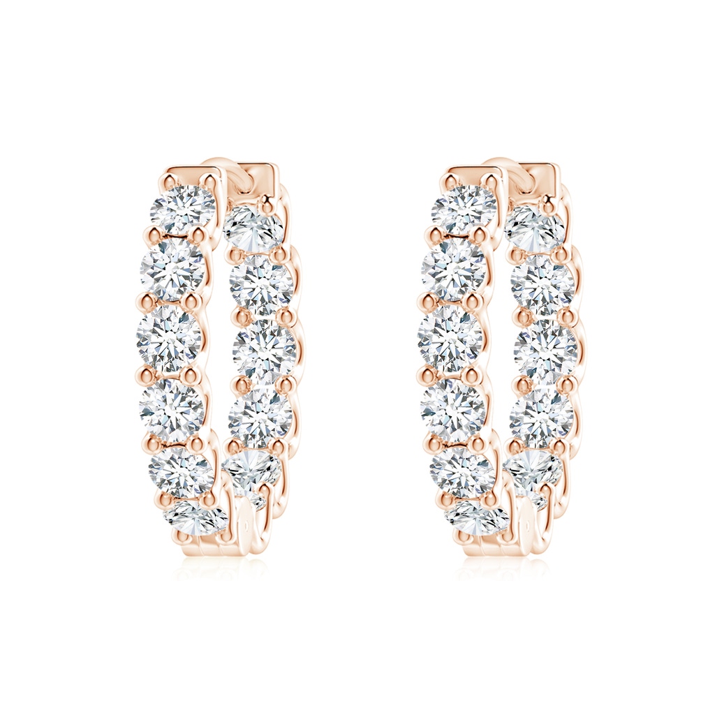 2.7mm FGVS Lab-Grown Prong-Set Diamond Inside Out Hoop Earrings in Rose Gold