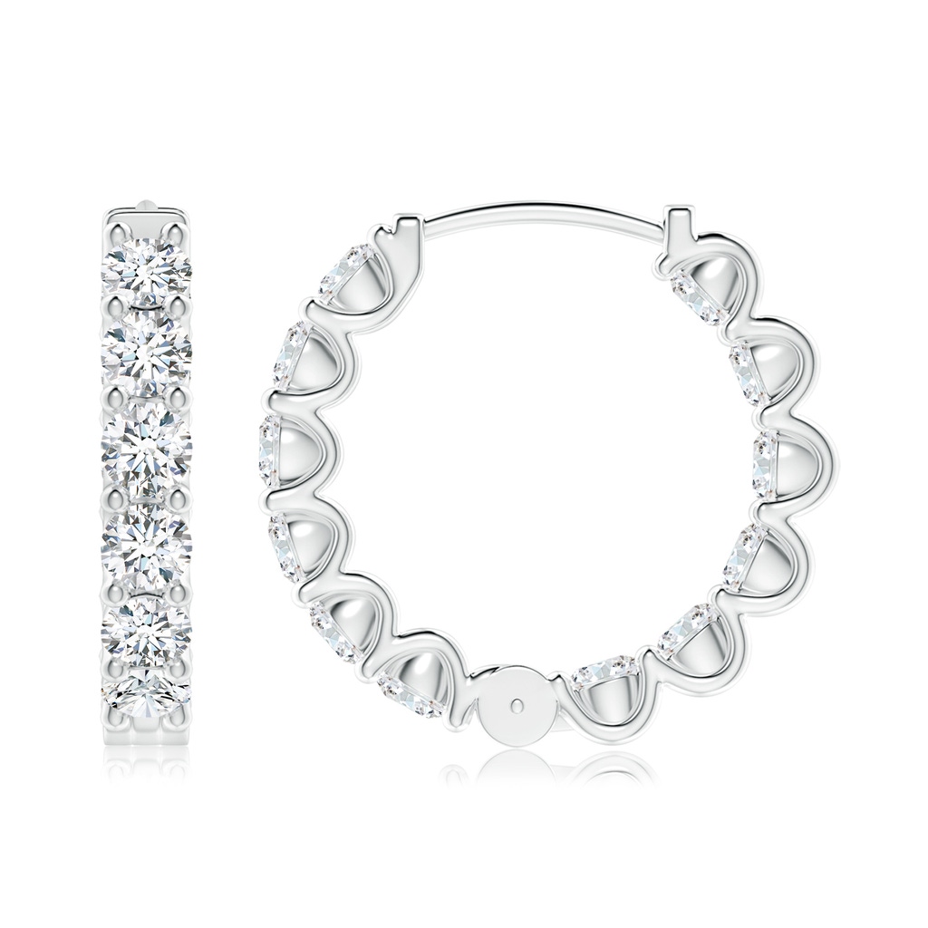 3.2mm FGVS Lab-Grown Prong-Set Diamond Inside Out Hoop Earrings in P950 Platinum - side 199