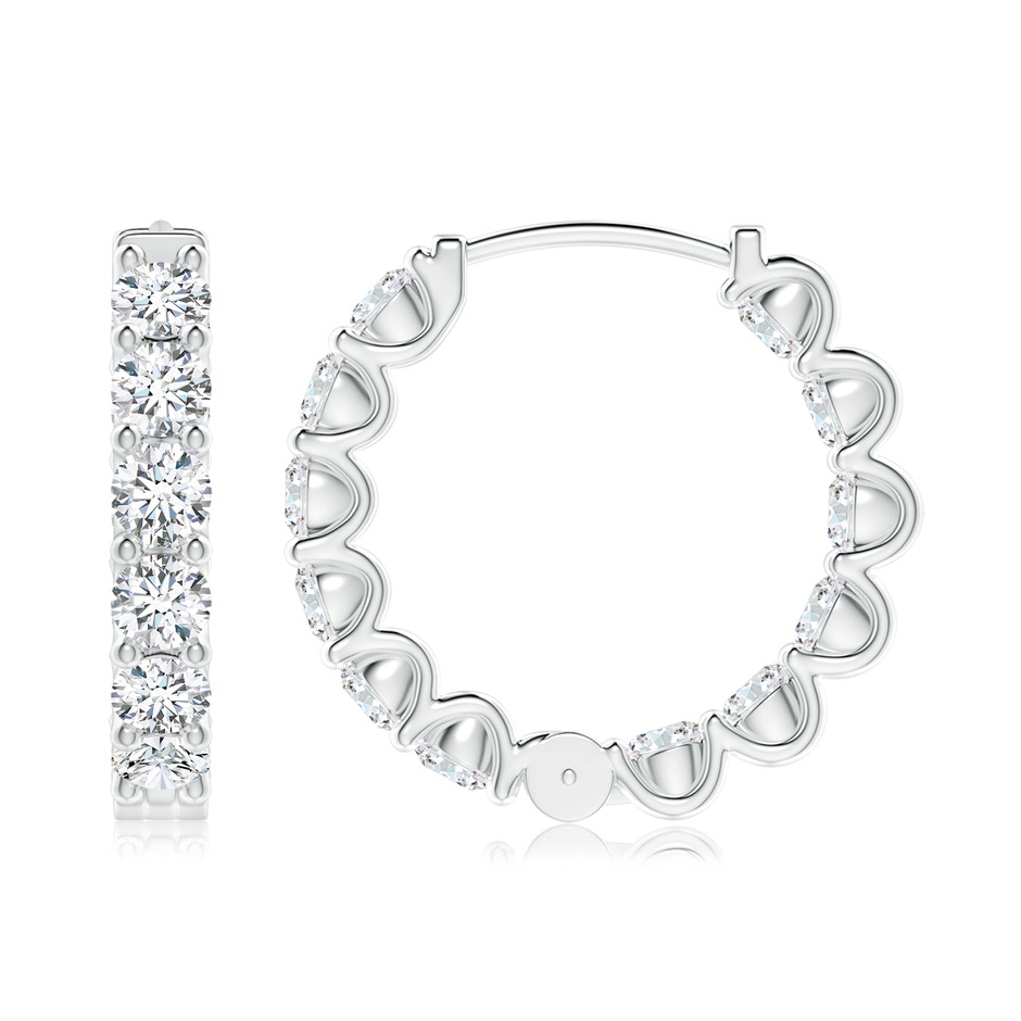 3.2mm FGVS Lab-Grown Prong-Set Diamond Inside Out Hoop Earrings in White Gold side 199