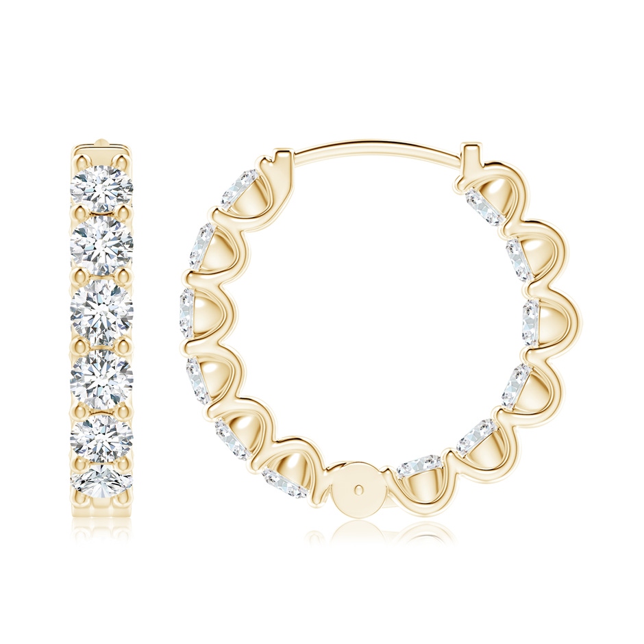 3.2mm FGVS Lab-Grown Prong-Set Diamond Inside Out Hoop Earrings in Yellow Gold side 199