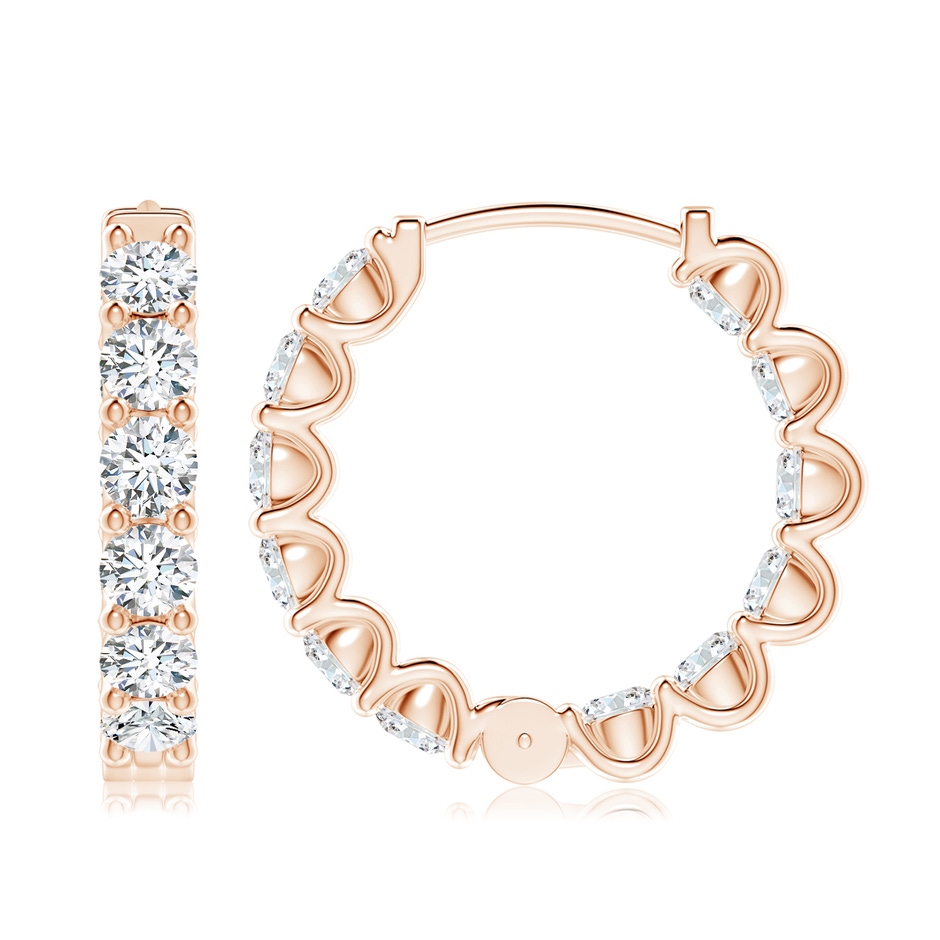 3.75mm FGVS Lab-Grown Prong-Set Diamond Inside Out Hoop Earrings in Rose Gold side 199