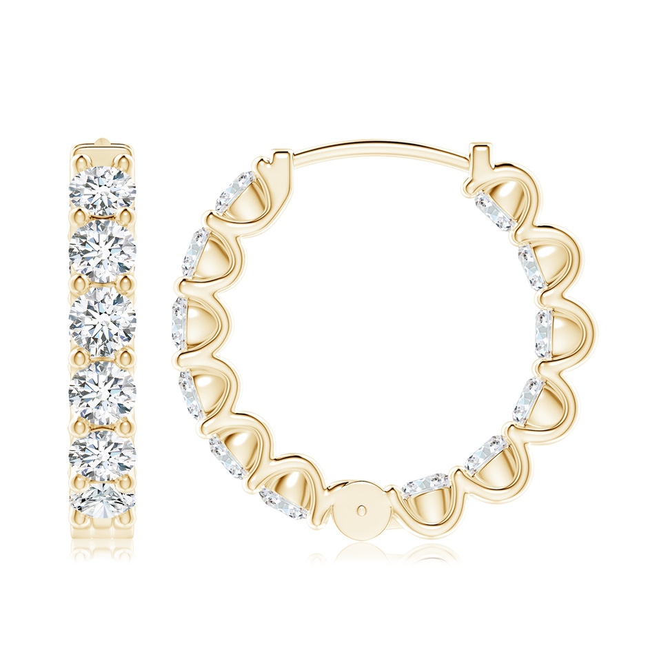 3.75mm FGVS Lab-Grown Prong-Set Diamond Inside Out Hoop Earrings in Yellow Gold side 199