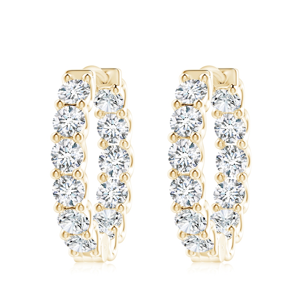 4.2mm FGVS Lab-Grown Prong-Set Diamond Inside Out Hoop Earrings in Yellow Gold