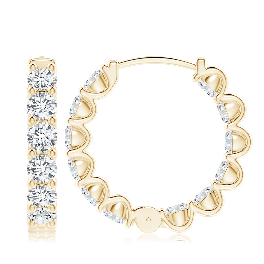 4.2mm FGVS Lab-Grown Prong-Set Diamond Inside Out Hoop Earrings in Yellow Gold - side 199