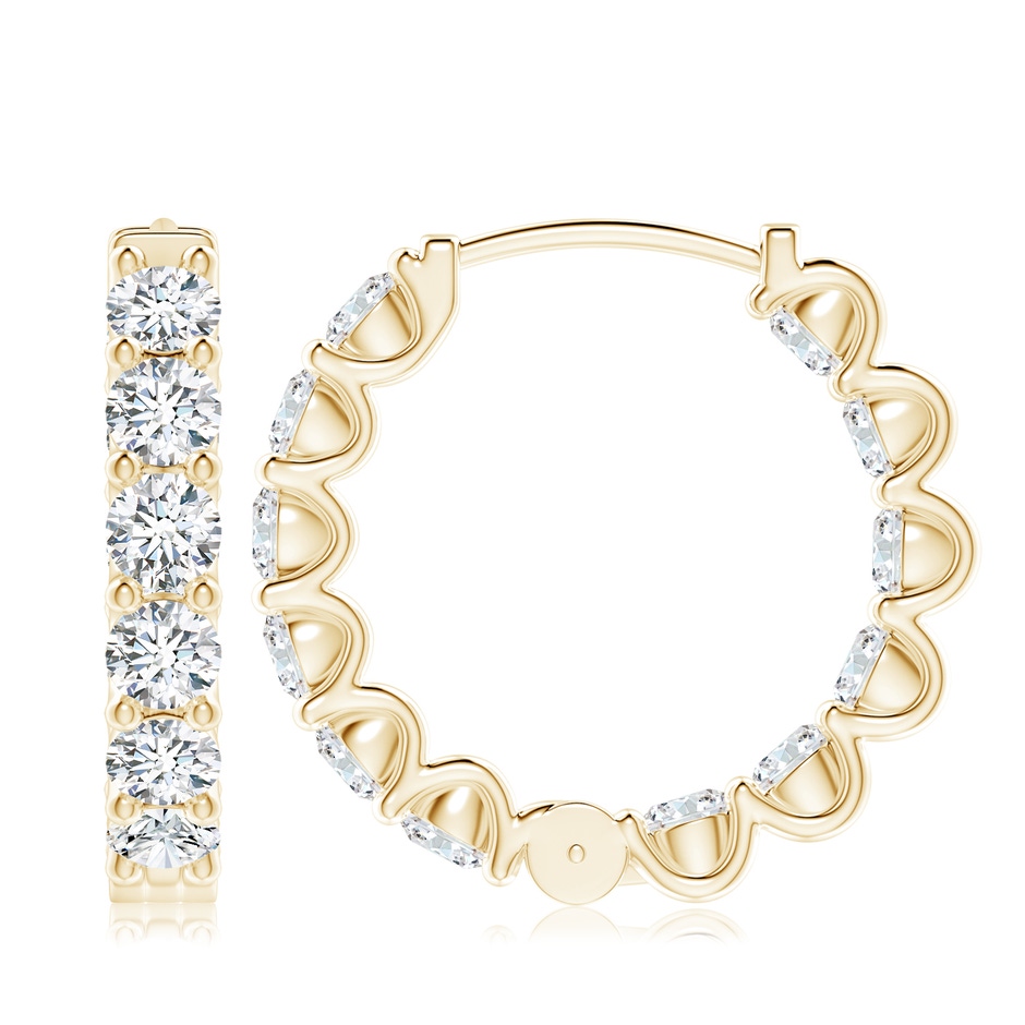 4.2mm FGVS Lab-Grown Prong-Set Diamond Inside Out Hoop Earrings in Yellow Gold side 199