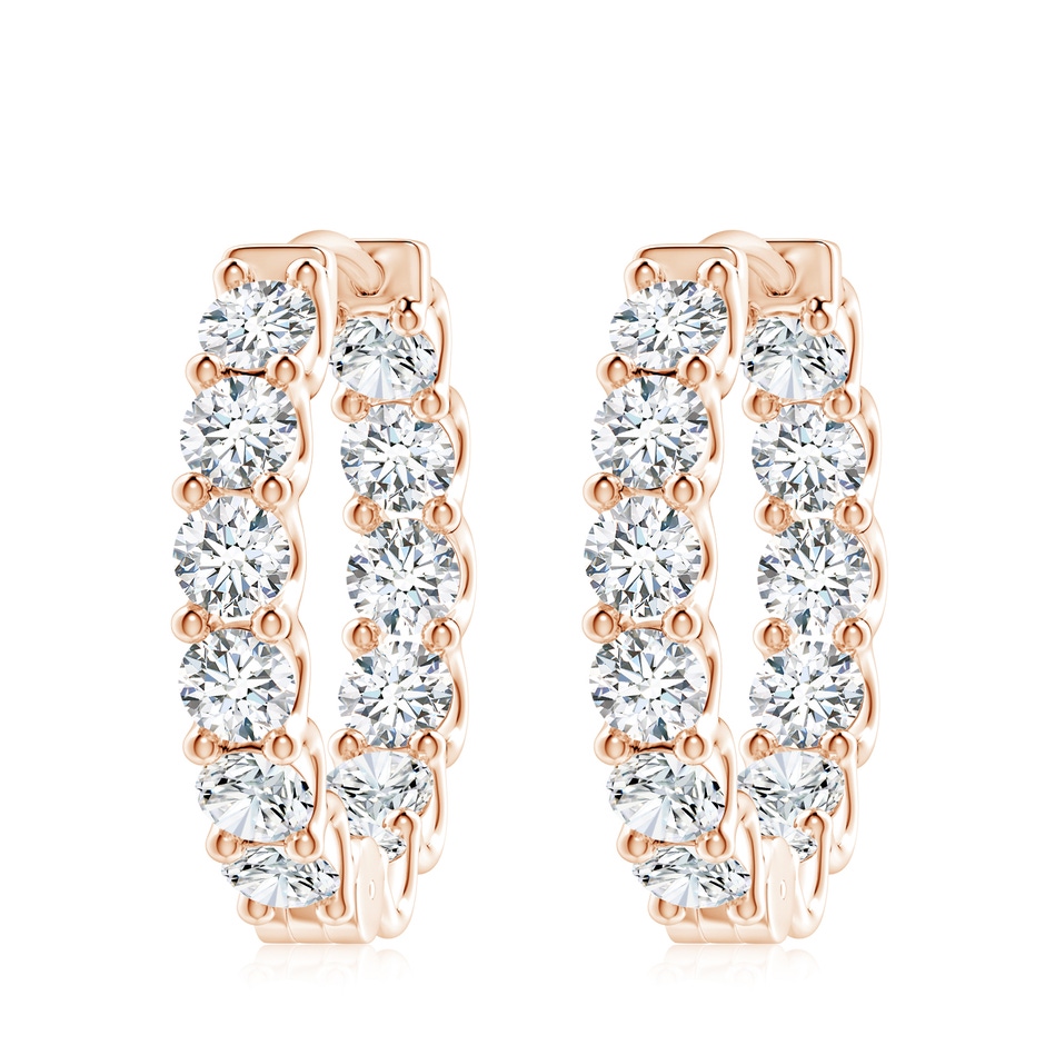 4.5mm FGVS Lab-Grown Prong-Set Diamond Inside Out Hoop Earrings in Rose Gold 