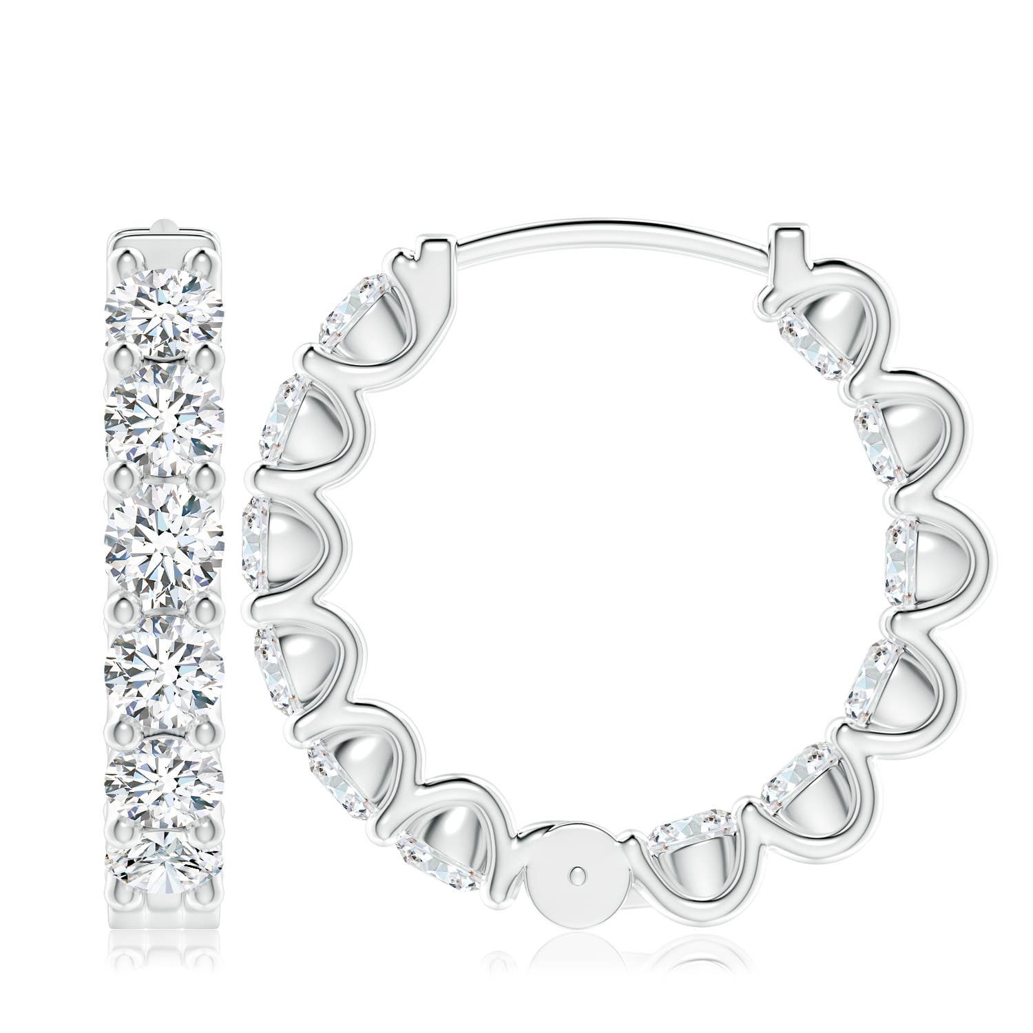 4.5mm FGVS Lab-Grown Prong-Set Round Diamond Inside Out Hinged Clip Hoop Earrings in White Gold
