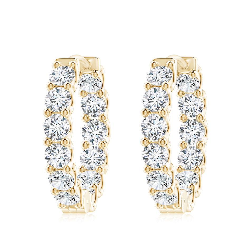 4mm FGVS Lab-Grown Prong-Set Diamond Inside Out Hoop Earrings in Yellow Gold 
