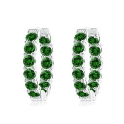 Round Lab Grown Emerald Hoop Earrings