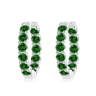 3.5mm Labgrown Lab-Grown Prong-Set Emerald Inside Out Hoop Earrings in P950 Platinum