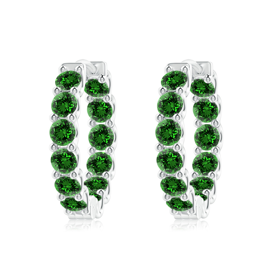 3.5mm Labgrown Lab-Grown Prong-Set Emerald Inside Out Hoop Earrings in P950 Platinum 