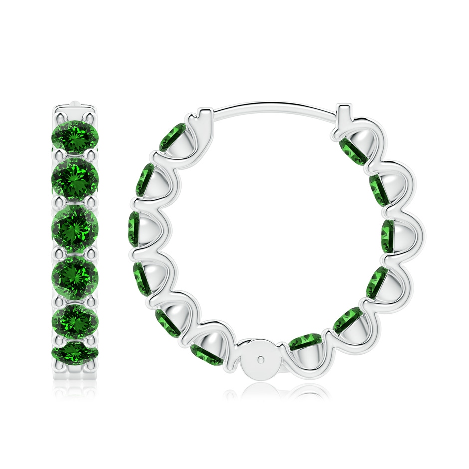 3.5mm Labgrown Lab-Grown Prong-Set Emerald Inside Out Hoop Earrings in P950 Platinum side 199