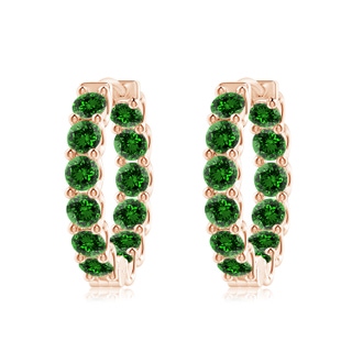 3.5mm Labgrown Lab-Grown Prong-Set Emerald Inside Out Hoop Earrings in Rose Gold