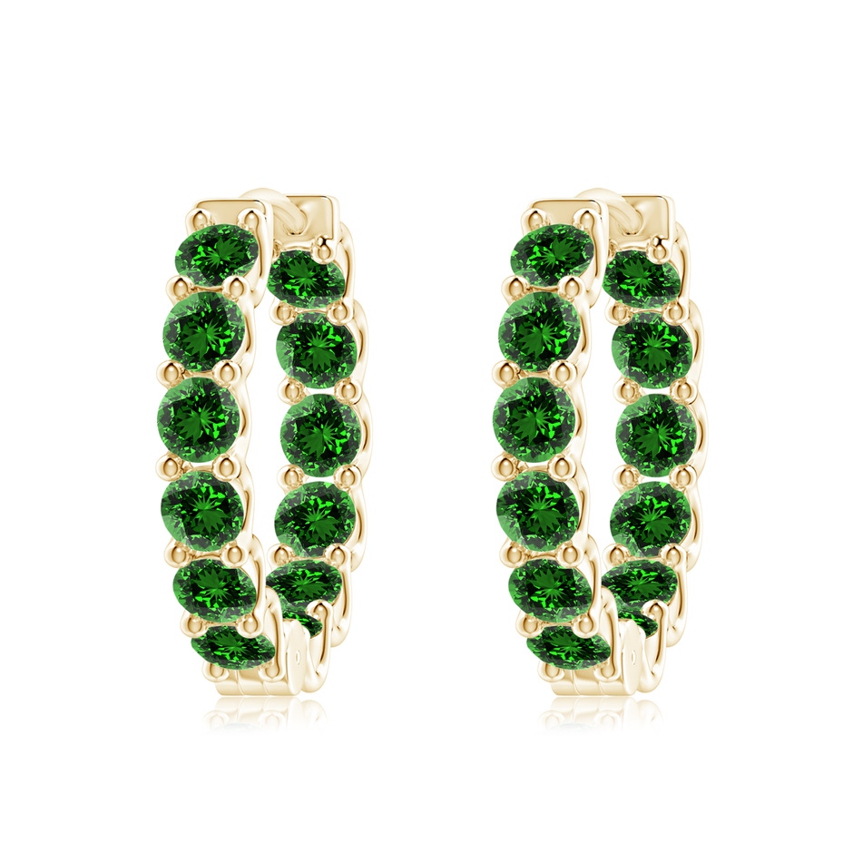 3.5mm Labgrown Lab-Grown Prong-Set Emerald Inside Out Hoop Earrings in Yellow Gold 